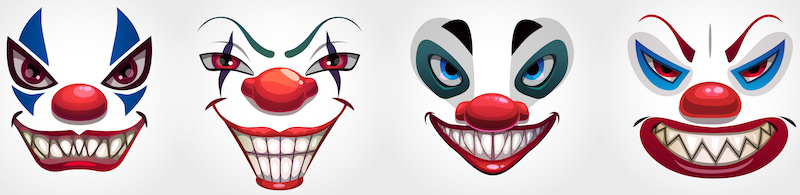 Masques de clowns effrayants